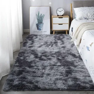 GOUSUN Kunstfaser Teppich 260 x 270 cm Pflegeleicht Und Waschbar Teppich im Vintage-Stil Anti-Rutsch Unterseite Waschbarer Teppich für Kinderzimmer, Dunkelgrau