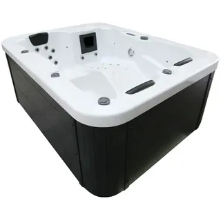 HOME DELUXE - Outdoor Whirlpool - WHITE MARBLE PURE - Maße: 210 x 160 x 85 cm - Inkl. Heizung, 27 Massagedüsen und 9 Lichtquellen I Außen Whirlp...