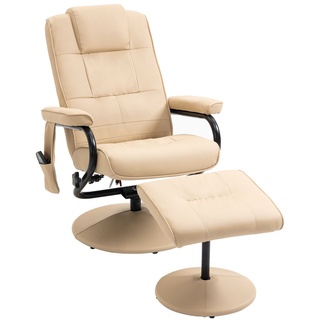 HOMCOM Massagesessel Relaxsessel Fernsehsessel TV Sessel Cremeweiß 77 x 84 x 95 cm