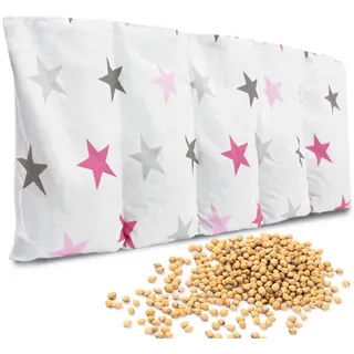 Amilian Kirschkernkissen 55 x 20 cm Wärmekissen Mikrowelle Körnerkissen Kirschkernsack Kirschkern Kissen für Kinder Erwachsene ideal als Massagekissen Kältekissen Sternchen Groß Rosa