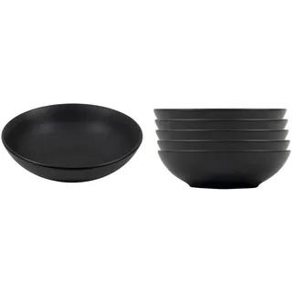 Spetebo Feinkeramik Suppenteller 20 cm schwarz matt - 6er Set | Porzellanteller tief, Für Suppe Pasta Salat Müsli, Geschirr Bowl Schale, Für 6 Personen, Spülmaschinenfest