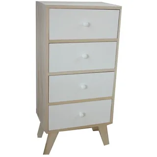 King Collection King Home c1708004 Schrank 4 Schubladen aus Paulownia Holz mit Füßen in KD, 40 x 25 x 85,5h