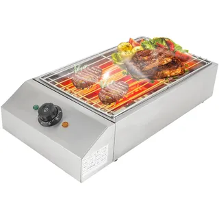 Tischgrill Elektrisch, Barbecue Elektrogrill mit Abnehmbares Edelstahl Grillrost, 2600W Einstellbarer Temperatur Elektro Grill mit Ölabtropfschale für Picknicks Partys Camping usw