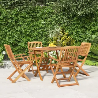 Faroom Gartenmöbel Set Holz 4+1-4 Hochlehner Stühle Verstellbar & klappbar mit Tisch Wetterfest Akazie Garten Sitzgruppe Terrassenmöbel-Set klappbar Balkonmöbel Sitzgarnitur Garten-Essgruppe