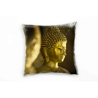Paul Sinus Art Urban, Buddha, Gold Deko Kissen 40x40cm für Couch Sofa Lounge Zierkissen - Dekoration zum Wohlfühlen