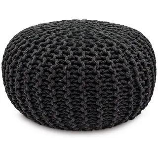 amagohome Sitzpouf Strickhocker Pouf Ø45 H30 cm Steingrau