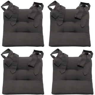 MAGMA Fino Stuhlkissen Sitzkissen Schleifenband Auflage Polster Stuhl Stuhlauflage Rattanstühle extra dick Esszimmerstühle 4er Set Indoor Outdoor (Anthrazit)