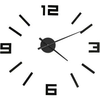 vidaXL 3D Wanduhr Modernes Design Extragroß Dekorativ Deko Wand Uhr Wandtattoo Dekoration Wohnzimmer Analoguhr DIY Eva Schwarz 100cm XXL