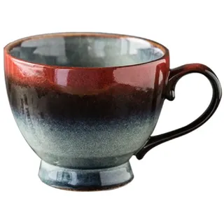 Huiyiwert Porzellan Kaffeebcher 400ml Große Kaffeetasse Steingut Teetasse mit Henkel Vintage Cappuccino Tasse Geschenk für Valentinstag Muttertag Geburtstag Weihnachten Neujahr (Rot)