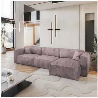 Masseno Ecksofa TOLMO mit Schlaffunktion L-Form, Sofa mit Bettkasten lila