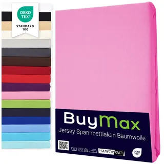 Buymax Spannbettlaken 70x140cm Baumwolle 100% Kinderbett Spannbetttuch Baby Bettlaken Jersey, Matratzenhöhe bis 15 cm, Farbe Altrosa
