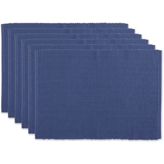 DII Basic Everyday Tischset, gerippt, 100% Baumwolle, 33 x 48 cm, Blau (French Blue), 6-teilig