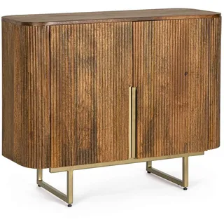 Sideboard Vilas aus Mangoholz, Retro Chic Design, 2 Türen, Natur, goldene U-Form Gestell