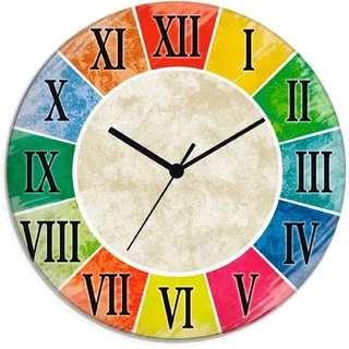 Artland Wanduhr Römische Ziffern (wahlweise mit Quarz- oder Funkuhrwerk, lautlos ohne Tickgeräusche) bunt