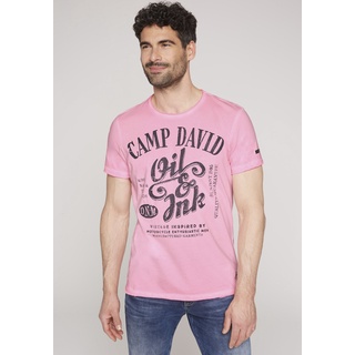 T-Shirt CAMP DAVID Gr. XL, pink (neon pink) Herren Shirts T-Shirts