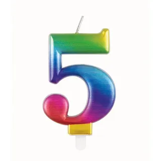Unique Regenbogen Kerze Zahl 5