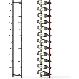 FANTASK Metall Weinregal Wand schwarz, Industrial Flaschenhalter für 12 Weinflaschen, Wandaufbewahrungsregal (12 Weinflaschen)