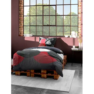 Bierbaum, Mako-Satin Bettwäsche , Designed in Germany, 6155 rot 13, 155x220 cm + 80x80 cm