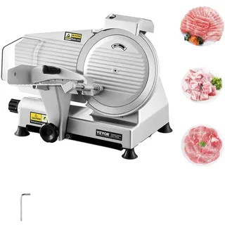 Vevor Fleischschneider, 180 W Gefrierfleischschneider mit Premium-Klinge, 0-10 mm einstellbare Dicke, elektrische Feinkost-Schneidemaschine für Fleisch Brot Käse
