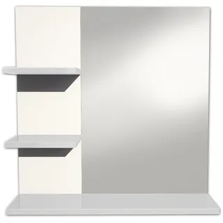 Berlioz Créations Mm weiße Badezimmersäule, 60 x 60 x 16 cm, 3 Ablagen und 1 Spiegel, 100 Prozent französische Herstellung