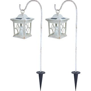 2er Set LED Außen Solar Lampe Steh Hänge Laterne Garten Leuchte Outdoor Grablicht