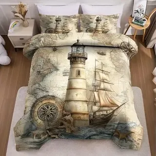 YZQGLHP Bettbezüge 135x200 Turm Bettwaesche Maritim Bettbezug Mikrofaser 3teilig Bettwäsche Weich Atmungsaktiv und 2 Kissenbezüge 80x80 cm mit Reißverschluss