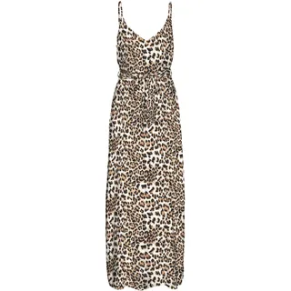 Vero Moda Damen Vmeasy Joy Slit Maxi V-Neck Dress WVN Ga Maxikleid, Tan/AOP:Leo, X-Small
