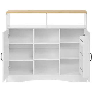Okwish Kücheninsel, Weiß, Holzwerkstoff, 110x97.5x68 cm, Küchen, Küchenmöbel, Kücheninseln