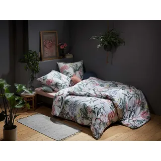 BETTWAESCHE-MIT-STIL Bettwäsche Mako Satin Bettwäsche Pastell Blume, Mako-Satin, 2 teilig weiß