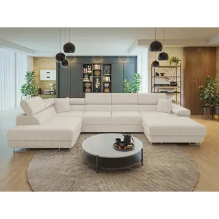 Mirjan24 Ecksofa Cord 7-Sitzer Beige