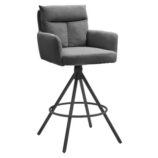 Barhocker Barstuhl Tresenhocker Küchenhocker mit Armlehne Drehbar Cord Grau
