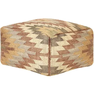 Beliani Pouf Wolle 50 x 30 x 50 cm Beige