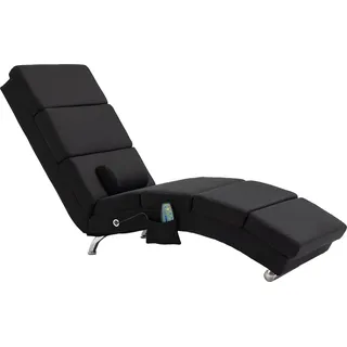 HOMCOM Relaxliege mit 5 Massagemodi Klappbar Loungesessel mit Lendenkissen, Heizfunktion, Liegesessel mit Seitentasche, Fernbedienung, Leinenoptik, Relaxsessel Chaiselongue Schwarz   Aosom