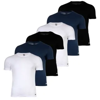 Diesel Herren T-Shirt, 6er Pack - RANDAL, Unterhemd, Rundhals, kurzarm, Baumwolle Schwarz/Blau/Weiß L