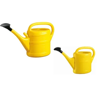 Gießkannen Set 10L + 5L GELB + 1x BILDMAGNET! Blumenkanne Kunststoff, Gießkanne groß & klein für Garten & Zimmerpflanzen Gieskannen Giesskanne 10 & 5 L Liter Watering Can Gieskannen10Liter