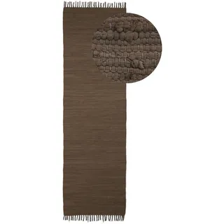 carpetfine Kelim Chindi uni Wendeteppich 70 x 200 cm Braun