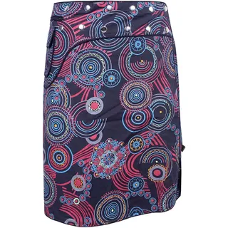 Vishes - Alternative Bekleidung - Wickelrock kurz Rock zum Wickeln Druckknöpfe Blumen Kreise Bestickt schwarz 36-46 - 36-46