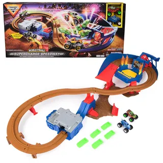 Monster Jam Supercharge Speedway Spielset mit Trucks Megalodon/El Toro Loco