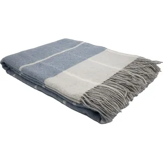 heinrich glaeser nachf. gmbh Woll-Kaschmir-Decke Plaid 150 x 200 cm Blau/Beige