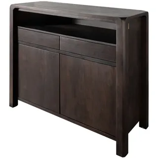 Sideboard Anrichte Kommode - Push-to-Open - Akazienholz dunkel massiv 120x100 cm