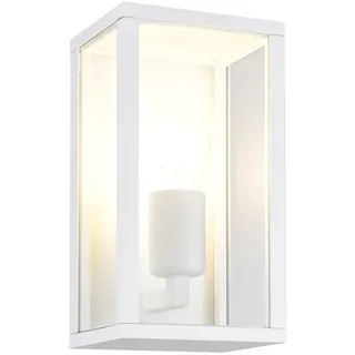 TRIO Leuchten LED Außen-Wandleuchte Aluminium Weiß mit Glas, Höhe 26cm, LED wechselbar, warmweiß, Wand Außenleuchte, Fassadenbeleuchtung Hauswand Haustür inkl. E27 LED weiß