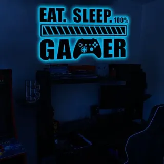 Dunkelblauer, Im Dunkeln Leuchtender Gaming-wandaufkleber – Vinyl-wandtattoo Für Gamer-jungen – Wanddekoration Mit Gamecontroller Fürs Jungenzimmer