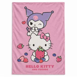 Wohndecke Hello Kitty Kuromi Kinder Fleece Decke warme Kuscheldecke 100x140 cm, Hello Kitty bunt
