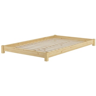 ERST-HOLZ Bett Breites, flaches Futonbett Einzelbett 120x200 Kiefer massiv V-60.51-12, Breites, flaches Futonbett Einzelbett 120x200 Kiefer massiv V-60.51-12 beige