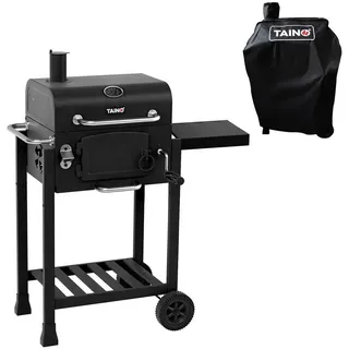 TAINO HERO Set Smoker klein Grillwagen Holzkohle-Grill Gasgrill Kombi-Grill Grillwagen Abdeckhaube