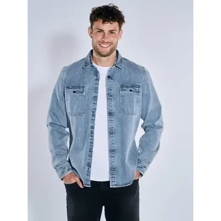 emilio adani Herren Jeanshemd Blau regular uni Kent-Kragen - L