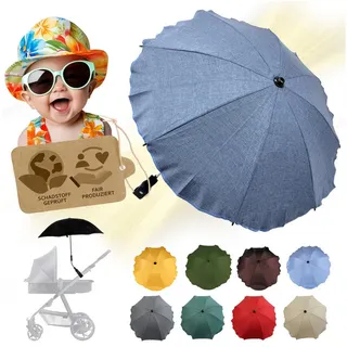 BambiniWelt by Rafael K. Kinderwagen-Sonnenschutzhülle Sonnenschirm Sonnenschutz für Kinderwagen Buggy Jogger universal UV50+, UV 50+ Schutz blau