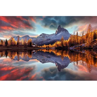 Leinwandbild BERGE IM LICHT (BHT 120x80x3,10 cm) - rot - BHT 120x80x3,10 cm