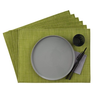 APS 60521 Tischset, 33 x 45 cm, 6er Set Schmalband Platzdeckchen aus Kunststoff, PVC, hitzebeständige, rutschfeste Tischmatten, abwaschbare, wasserabweisende Platzsets, apfelgrün