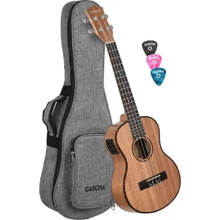 Cascha Premium Tenor Ukulele Set mit Tonabnehmer